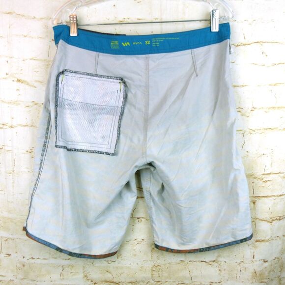 RVCA Board Shorts Mens 32 Vintage Brushed 9” Stripe Floral Ombre Swim Surf - Picture 12 of 14